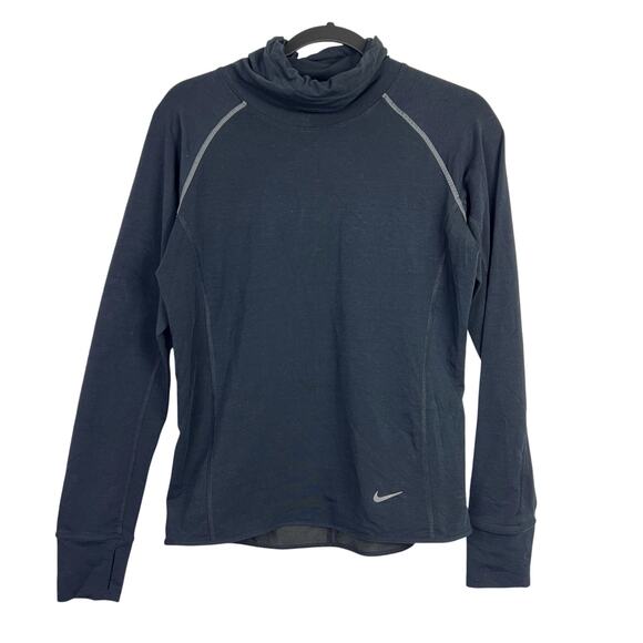 Nike Running Dri-Fit Sprint Black LS Thumbholes Women's Small Mock Neck Pullover - Picture 1 of 12